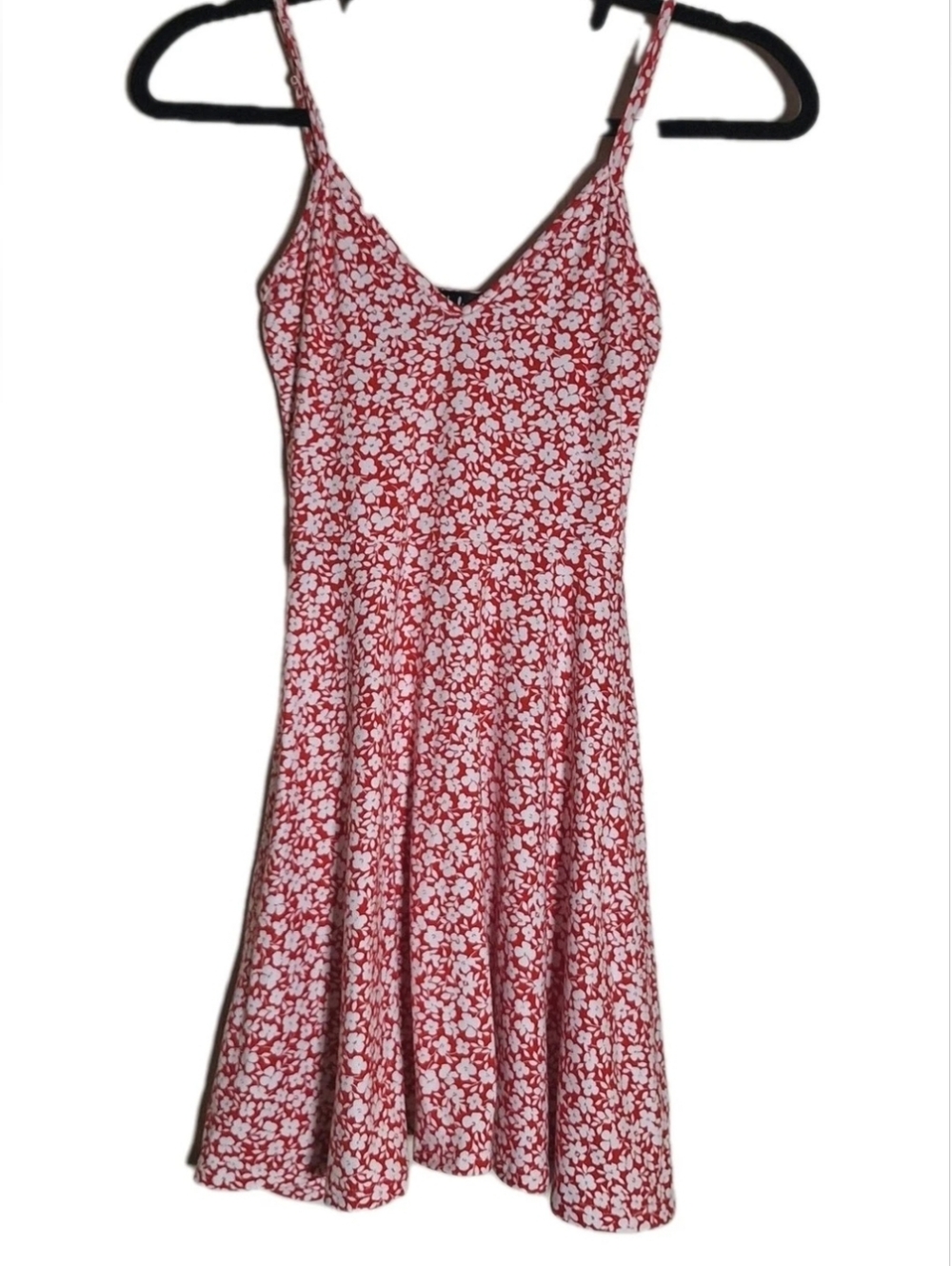 Lulus Soft Red White Floral Print Sweetheart Mini Dress XS Lined Skater Romantic